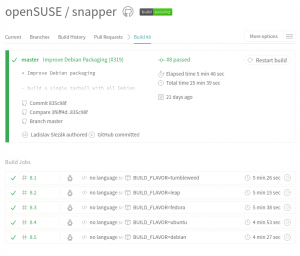 Example build result of Snapper at Travis