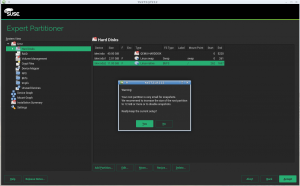 Warning for snapshots in a small partition
