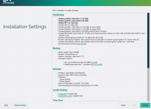 AutoYaST summary of actions on partitions, MD RAID
and LVM