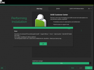 Error during bootloader installation