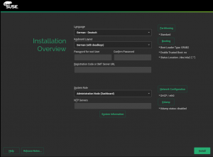 YaST2 CaaSP features a language selector