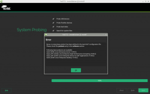 Warning about wrong product in AutoYaST