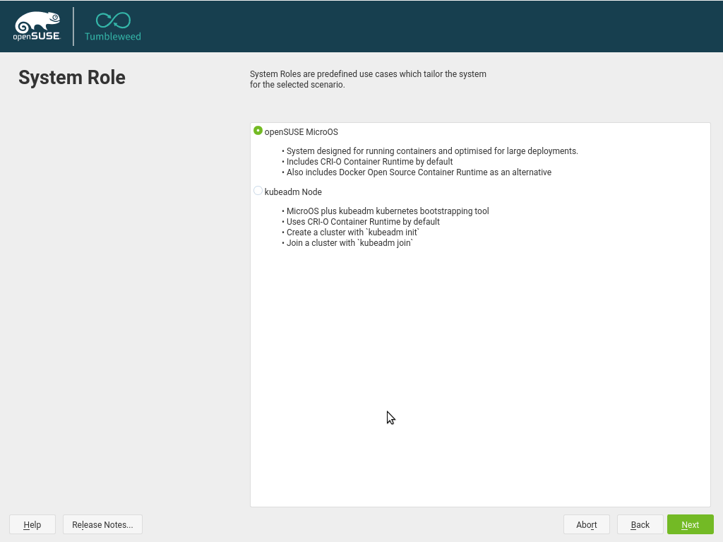 New installation steps for openSUSE
Kubic