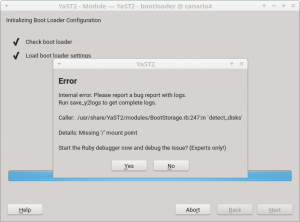 "Missing '/' mount point" error