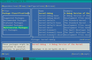 The revamped Package Classification view in ncurses